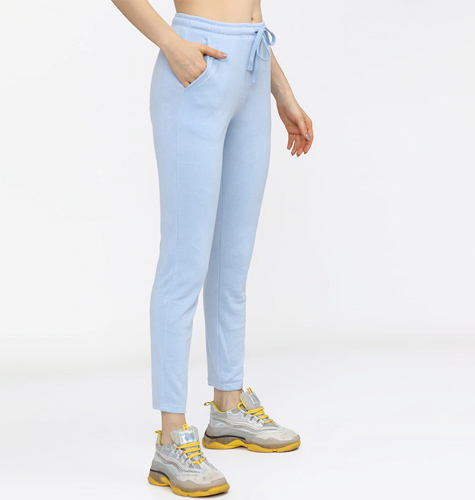 Women Blue Solid Track Pants